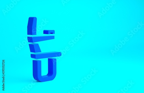 Blue Airplane seat icon isolated on blue background. Minimalism concept. 3d illustration 3D render.