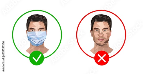 No Face Mask No Entry People with and without Face Mask Sign.
