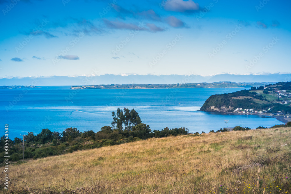 Coast landscape at Chiloé island in Chile.