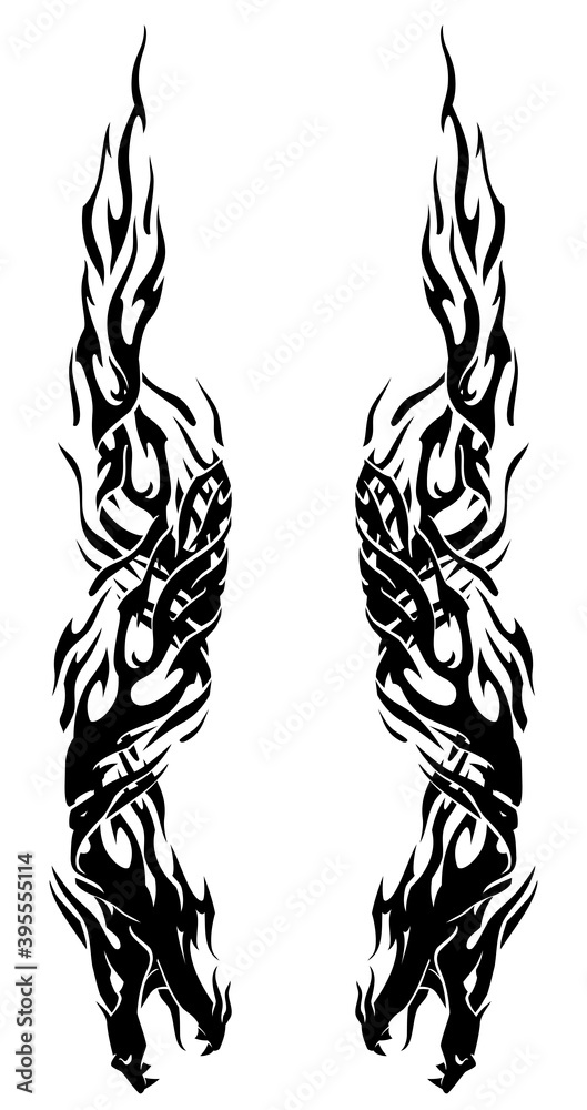 Multiple Flame Shape Tattoo Design Vector Stock Vector (Royalty Free)  1500386918 | Shutterstock