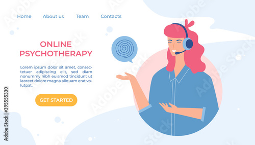 Online psychotherapy concept. Psychological counseling. Vector illustration.