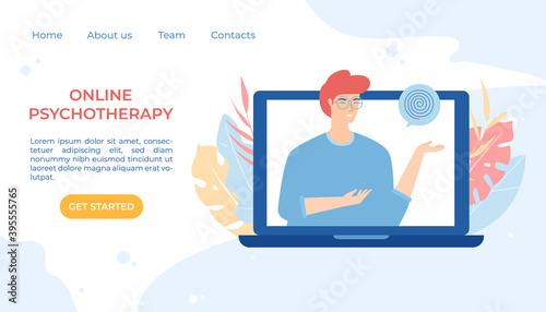 Online psychotherapy concept. Psychological counseling. Vector illustration.