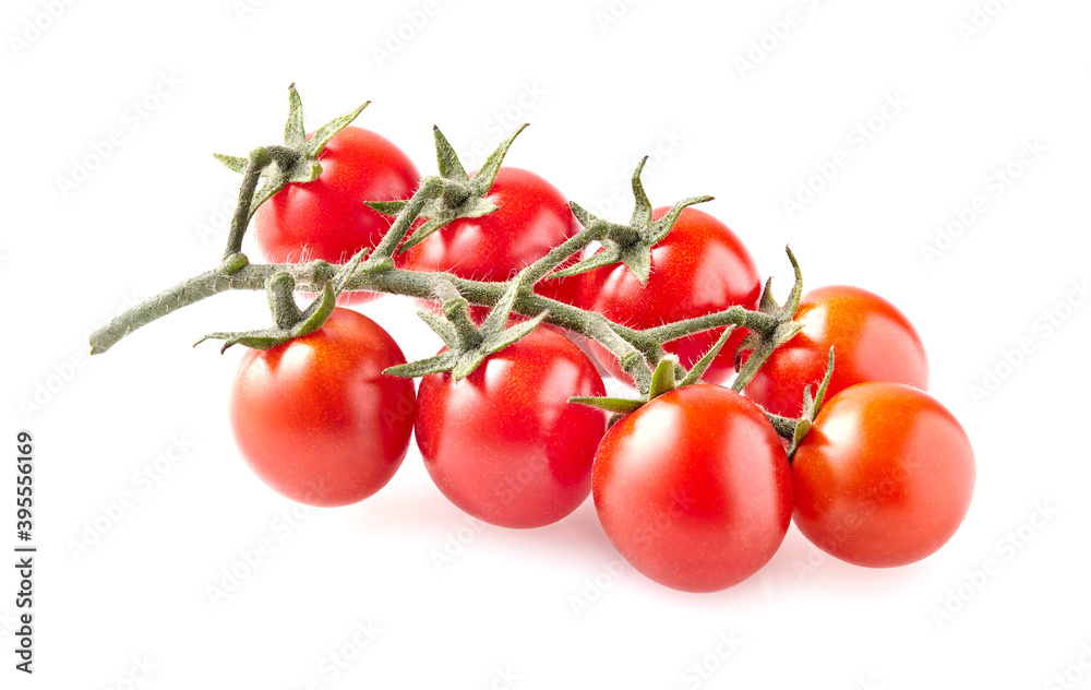 Cherry tomatoes isolated on white background closeup.