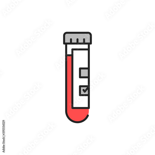 Laboratory tube with blood test color line icon. Check on disease Coronavirus.