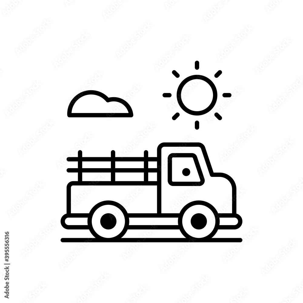 Obraz premium Pickup Truck Outline illustration style Icon. EPS File 10