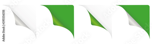 green corner banner design elements isolated on white background	
