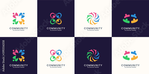 community logo set icon vector isolated. mega bundle unity human community.