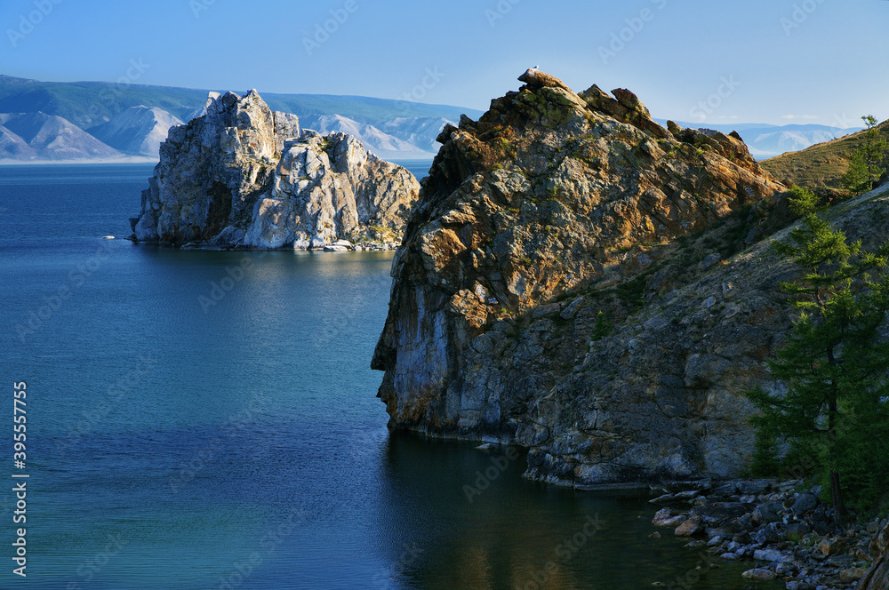 Cape Burhan and Shaman Rock on Olkhon Island at Baikal Lake, Russia