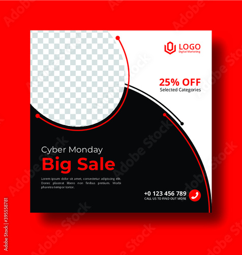 Cyber monday social media instagram post template Premium Vector