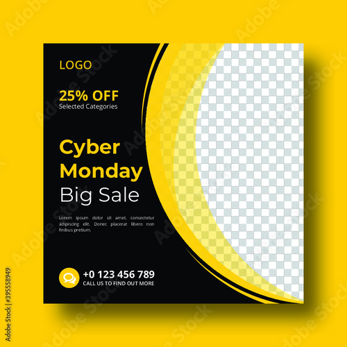 Cyber monday social media post or square flyer template Premium Vector