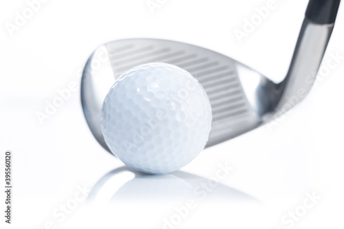 White golf ball on white background