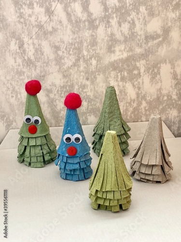 Christmas gnomes, children's creativity made from recycled egg box.