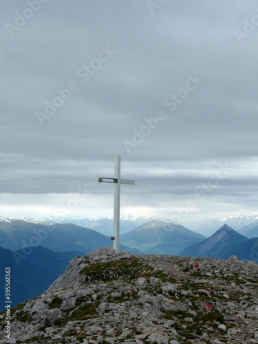 Summit cross of Hohe Munde mountain, Tyrol, Austria