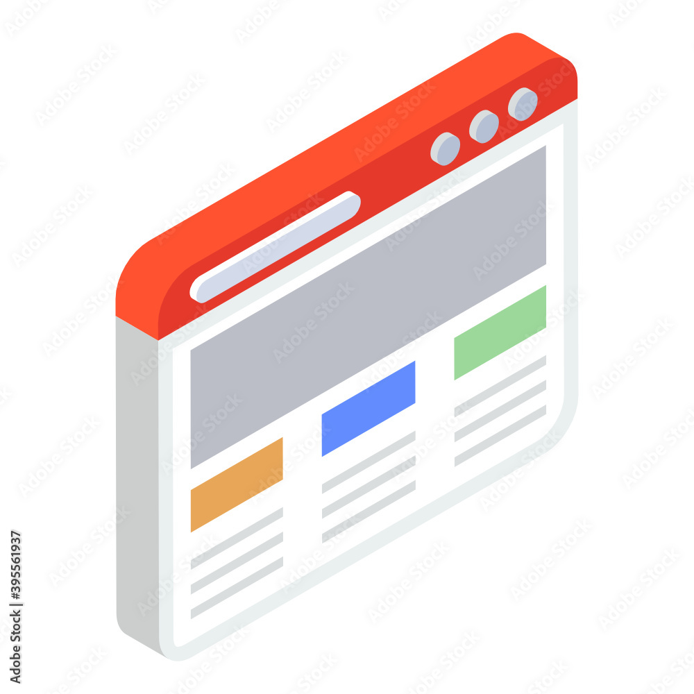 Trendy isometric icon of website content
Trendy isometric icon of website content
