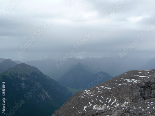 Mountain hiking to Hohe Munde mountain, Tyrol, Austria photo