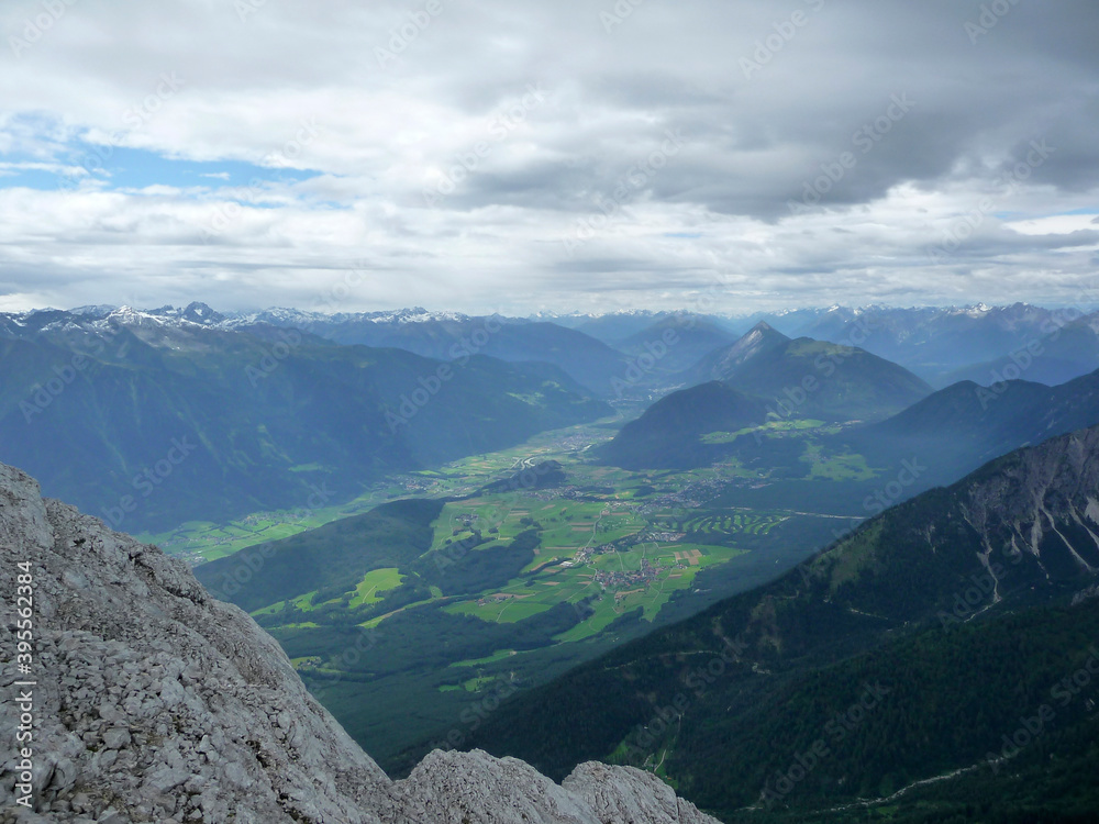 Fototapeta premium Mountain hiking to Hohe Munde mountain, Tyrol, Austria