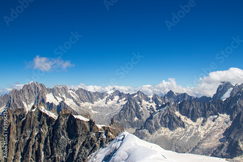 View from Mont Blanc to the surrounding mountains