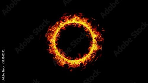 Burning Ring of Fire, Realistic Circle of Flames. High Quality 4K Resolution. Overlay Video.