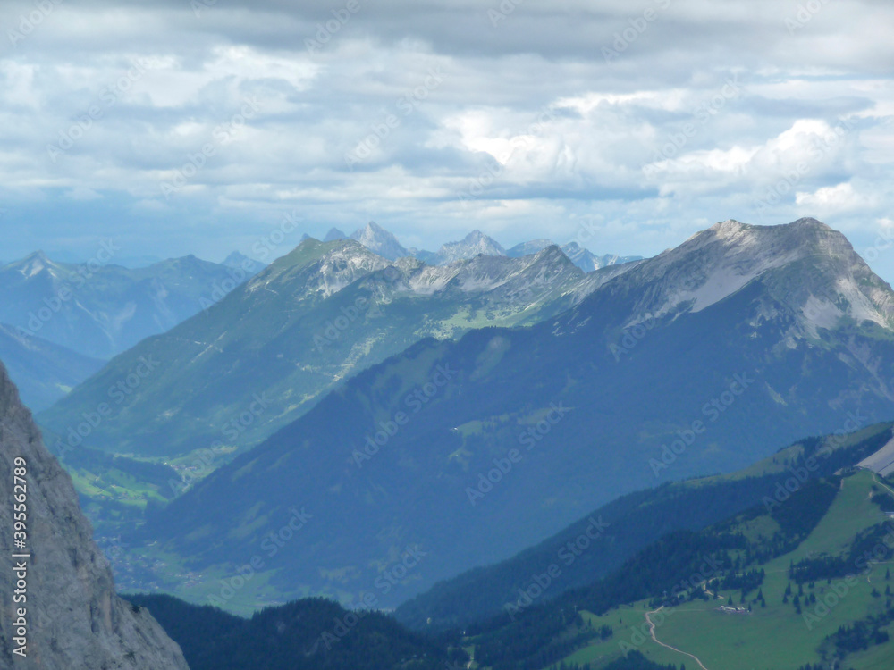 Fototapeta premium Mountain hiking to Hohe Munde mountain, Tyrol, Austria