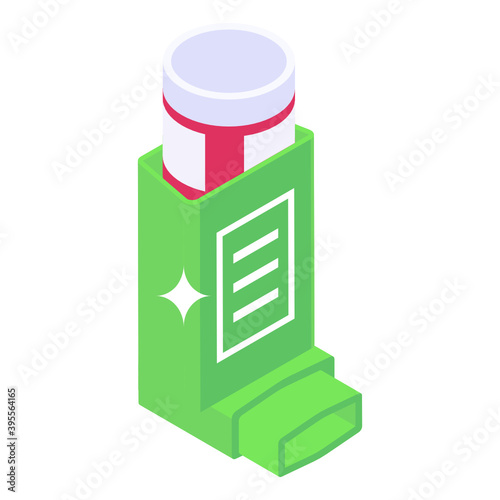
A medical inhaler device in isometric icon
