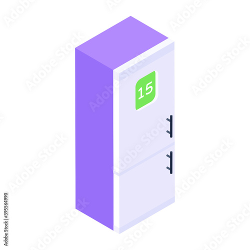 
Vector design of household refrigerator in trendy isometric style 
