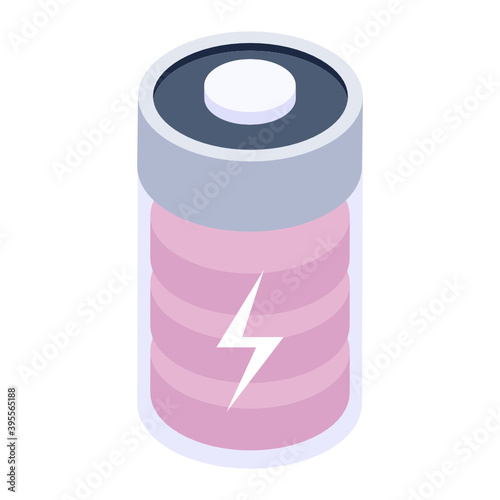 
Battery cell icon in isometric design 
