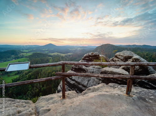 Vilemina rock. Popular view point above forest landscape