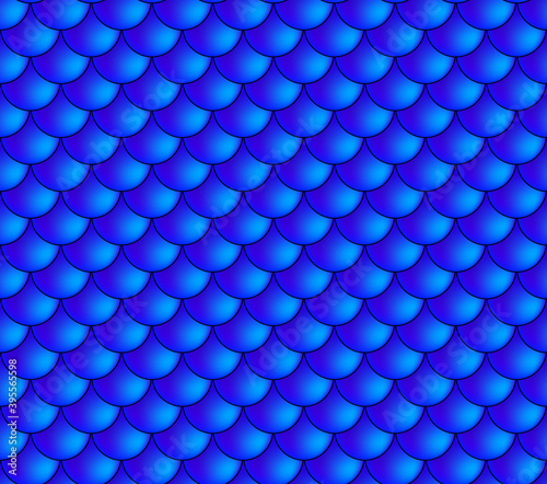 Mermaid Scales. Fish Squama. Blue Seamless Pattern