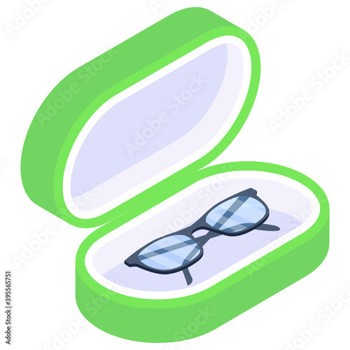 
Spectacles in a case, isometric vector 
