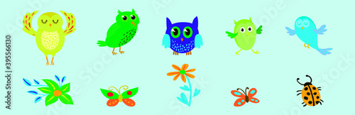 Fototapeta Naklejka Na Ścianę i Meble -  set of owl cartoon icon design template with various models. vector illustration isolated on blue background