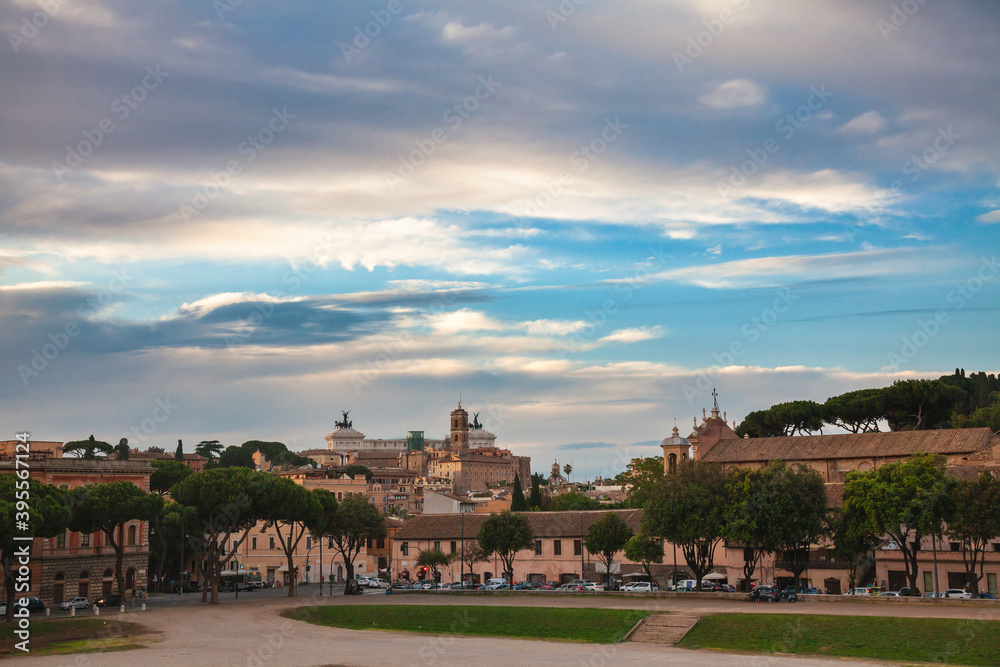 Rome cityscape as viewed from Circus Maximus