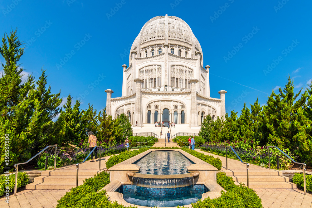 The Baha'i House of Worship located in Wilmette, north of Chicago, is one of eight temples dedicated to the Bahai faith in the world.