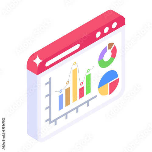 
Icon of line graph, editable isometric vector  

