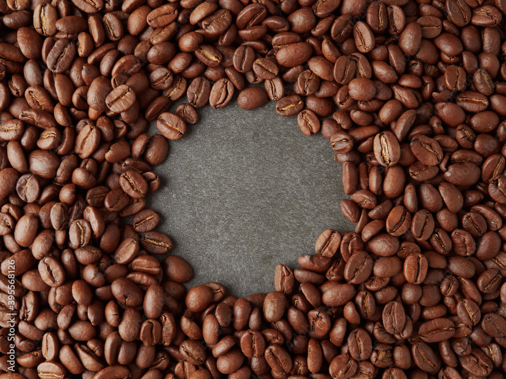 top view of fresh roasted coffee beans background top view of fresh roasted coffee beans background