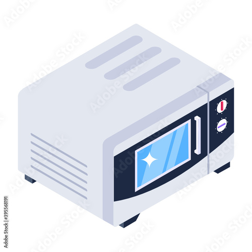 
Electric oven icon in isometric design
