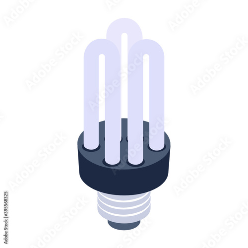 
Energy saver light bulb icon, isometric design of led bulb 
