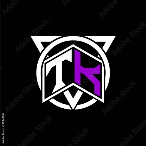 Free Download Monogram letter T K Diamonds decorated with circles and triangles are perfect for game initials, greeting cards, logos, posters, etc. - GFXLoad