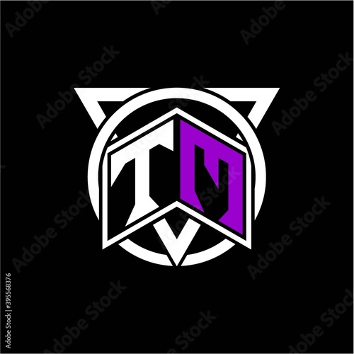 Free Download Monogram letter T M Diamonds decorated with circles and triangles are perfect for game initials, greeting cards, logos, posters, etc. - GFXLoad