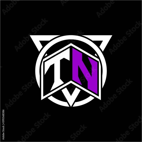 Free Download Monogram letter T N Diamonds decorated with circles and triangles are perfect for game initials, greeting cards, logos, posters, etc. - GFXLoad