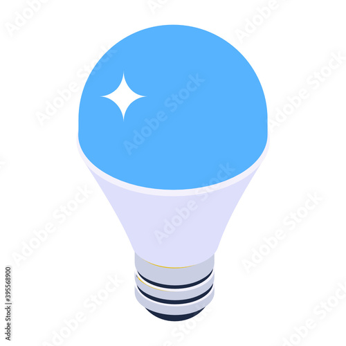  Energy saver light bulb icon, isometric design of led bulb 