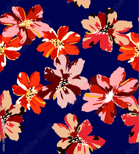 seamless floral pattern of a simple floral design in vivid colors
