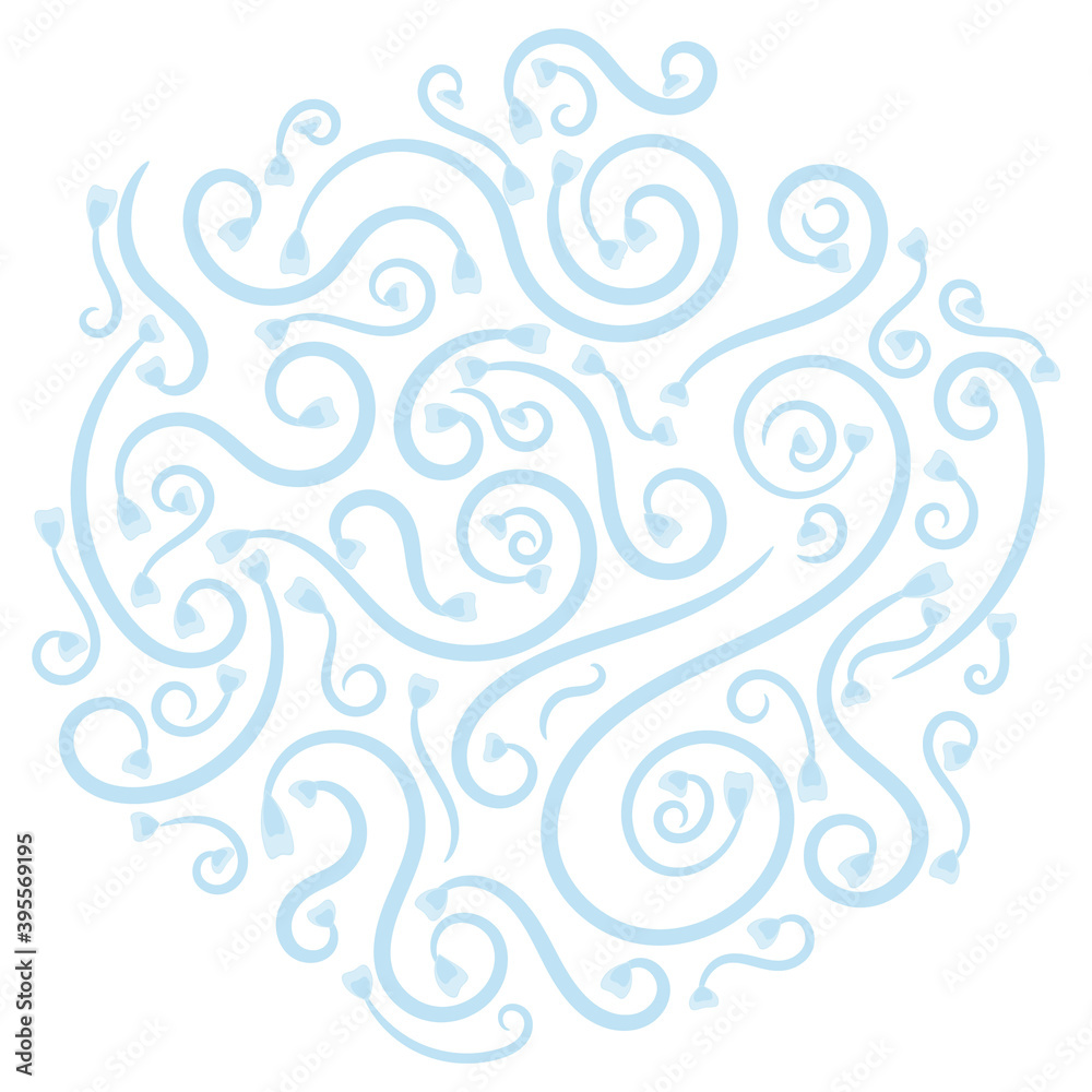 background of blue lines curls with heart-shaped tips background of blue lines curls with heart-shaped tips