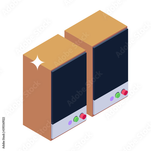 
Isometric icon of sound speakers, editable vector 
