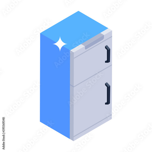 
Vector design of household refrigerator in trendy line style 
