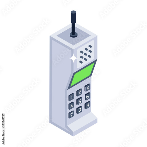 
Cordless phone vector design, electronic telecommunication device in editable vector 
