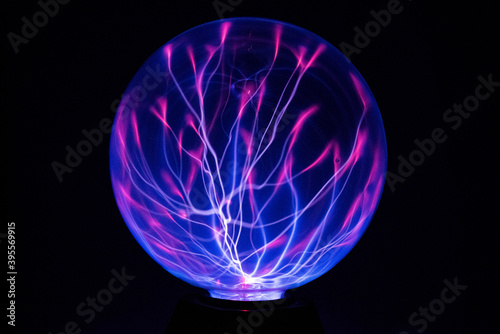 Electricity fire-ball. Abstract photo of electric waves. Static electricity - Stock Image