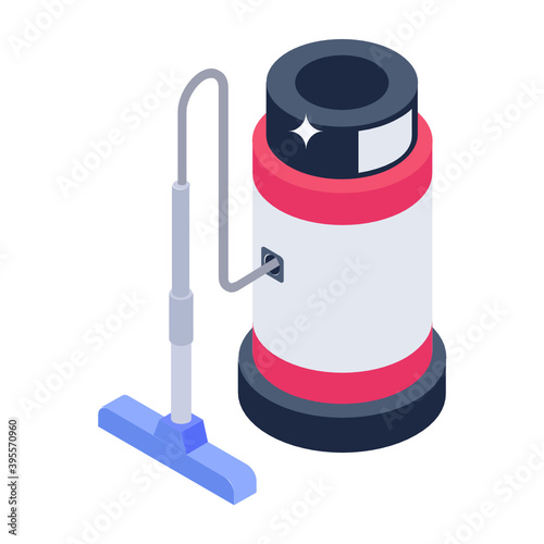 
Icon of vacuum cleaner in isometric style, carpet cleaning machine 
