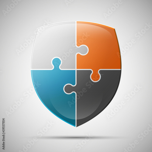 puzzle shield background. illustration