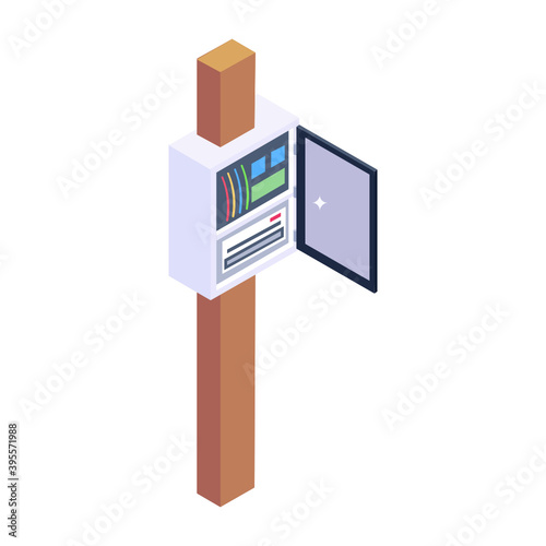 
Trendy isometric design of circuit breaker icon
