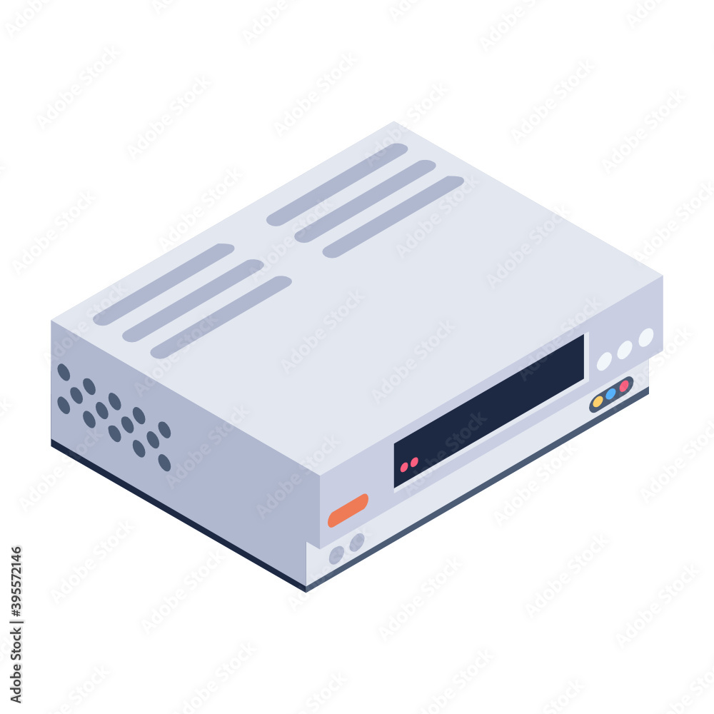 
Dvd rom icon, vcr isometric vector design.

